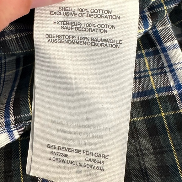 New J.CREW Embellished Tartan Plaid Shirt Blouse Green Sequin Beaded Snowflake - Picture 14 of 16